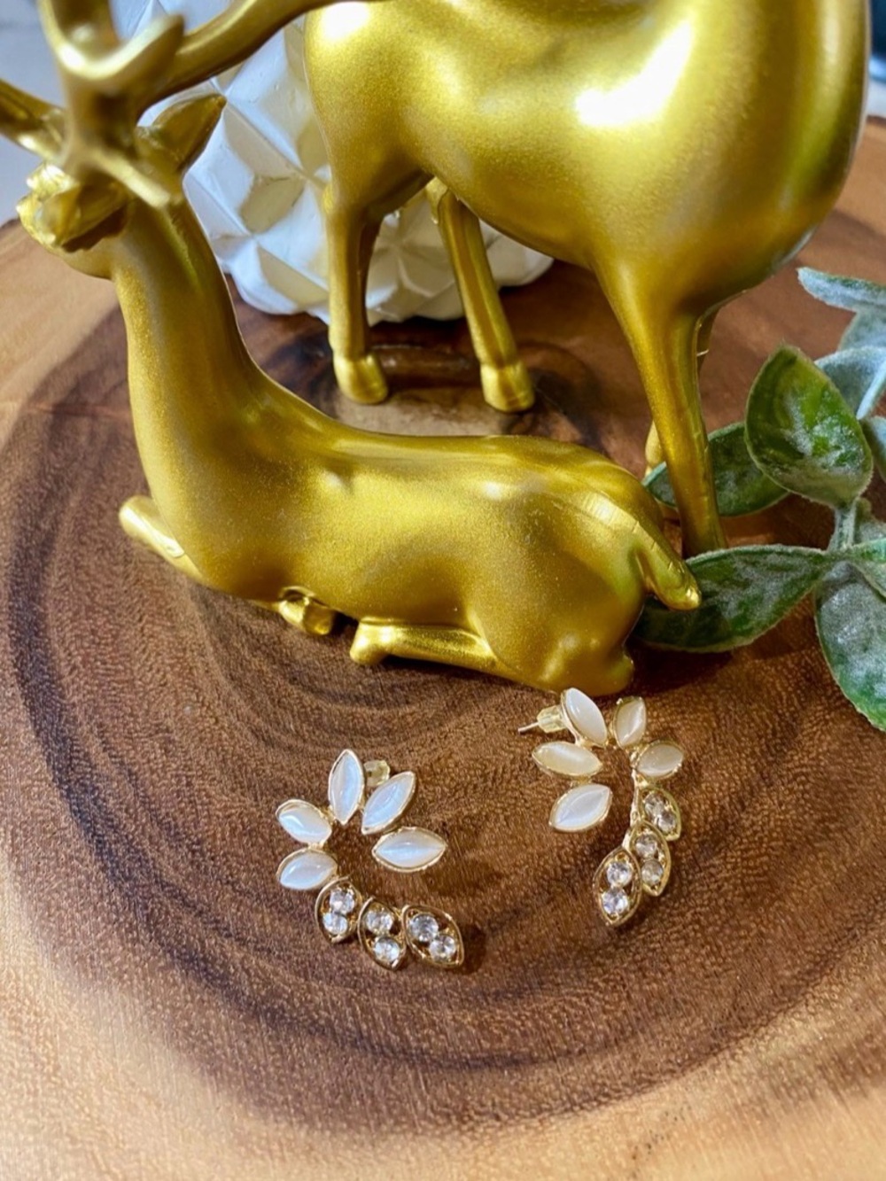 Gold/Pearlized White Wrapped Earrings